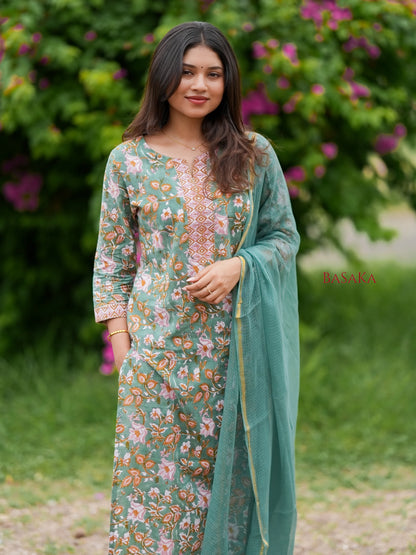 Wintergreen Dream Block Printed COTTON Suit Set (3pcs.)
