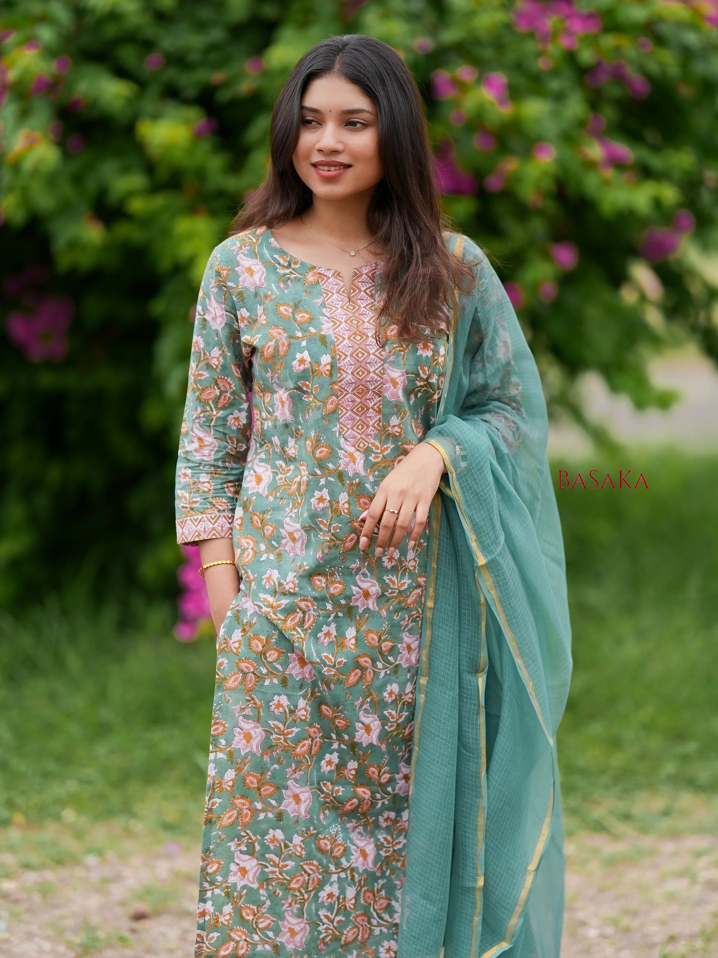 Wintergreen Dream Block Printed COTTON Suit Set (3pcs.)