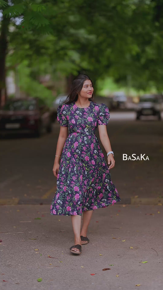 Bluebell Floral COTTON Tiered Dress