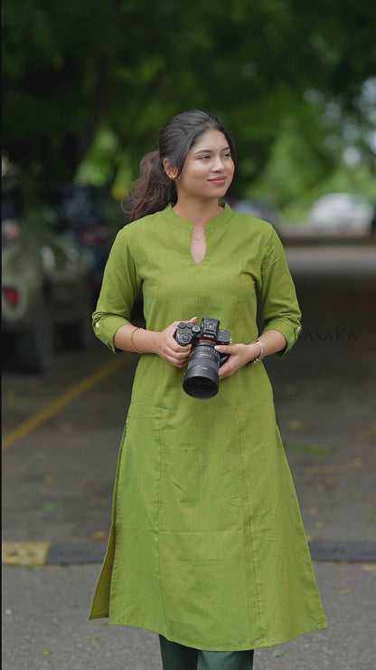 Forest Green Handloom South COTTON A-line Kurta