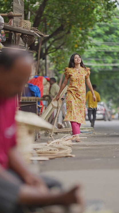 Sandalwood Charm Block Printed Kurta