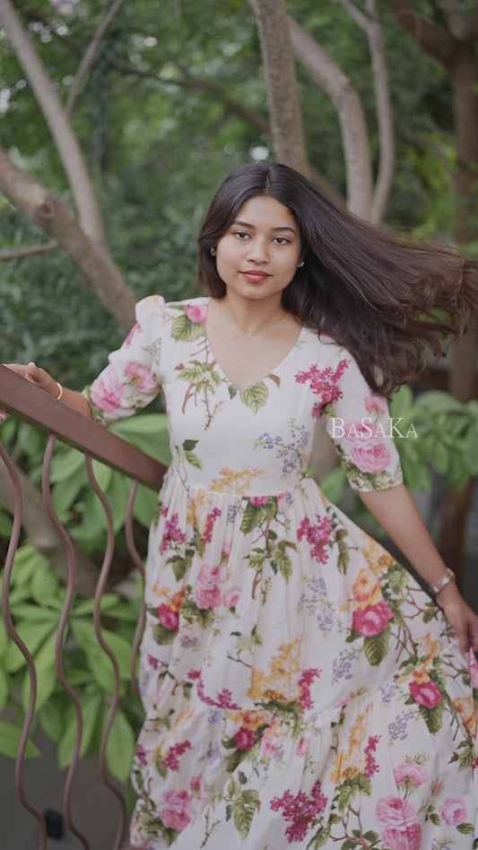 Botanical Dream Off-White COTTON Dress_2(with Lining)