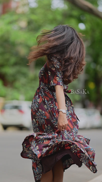 Forest Hues COTTON Tiered Dress