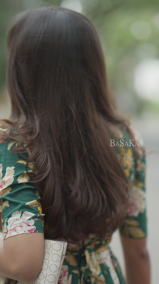 Emerald Carnation Bloom COTTON Tiered Dress_2