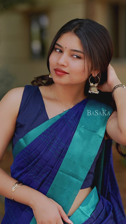 Navy Blue Handloom SILK COTTON Saree