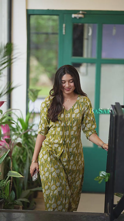 Garden Roses Box Pleated COTTON Kurta