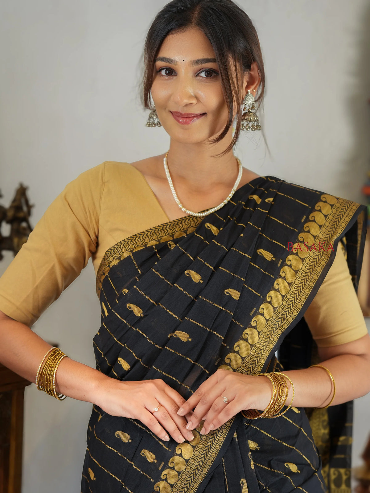 Classic Black Handloom COTTON Saree