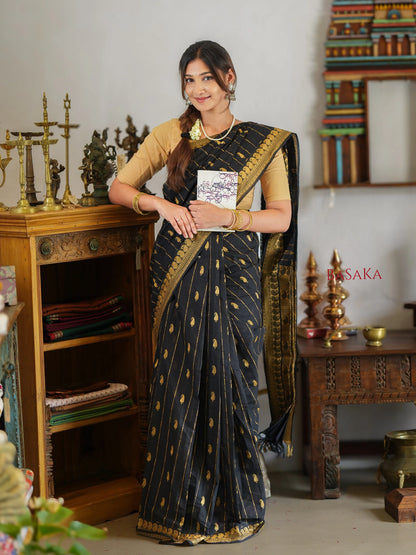 Classic Black Handloom COTTON Saree