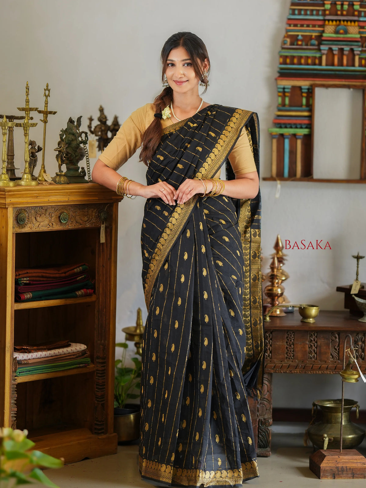 Classic Black Handloom COTTON Saree